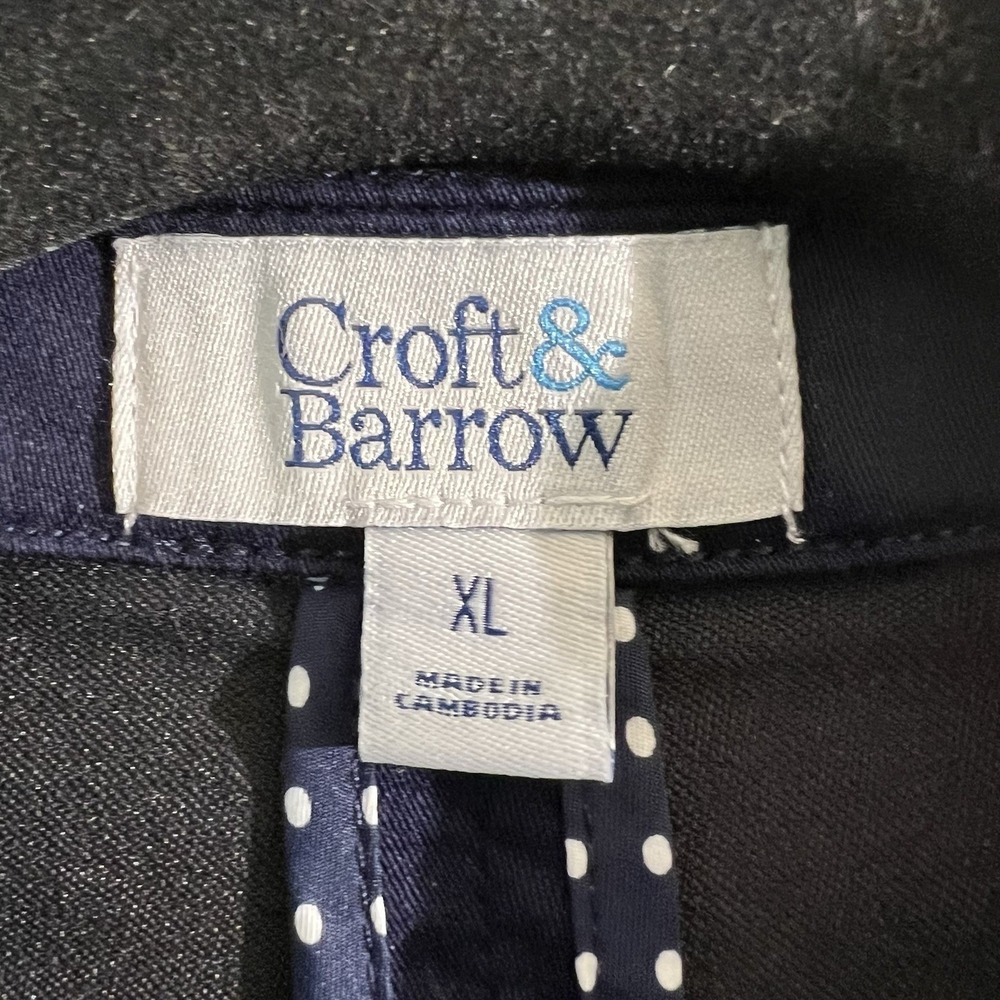 Croft & Barrow Navy Blue Polka Dot Trim Stretch Blazer Jacket Women's XL - Picture 3 of 6